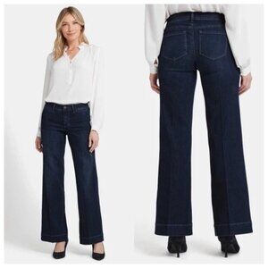 NYDJ Dark Wash Wide Leg Trouser Jeans Classic Size 14 Women's